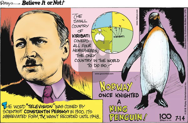 Ripley's Believe It or Not on Sunday July 14, 2019 Comic Strip