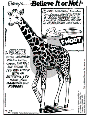 Ripley's Believe It or Not on Saturday July 27, 2002 Comic Strip