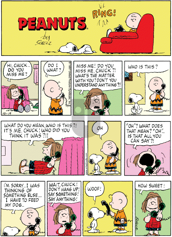 Peanuts - Sunday October 19, 1997 Comic Strip