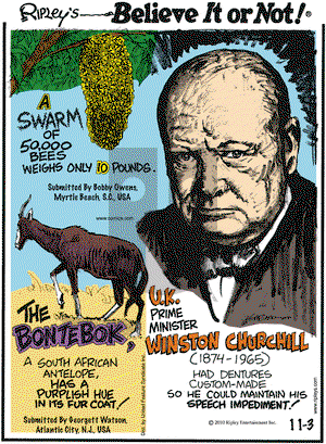 Ripley's Believe It or Not on Wednesday November 3, 2010 Comic Strip