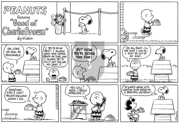 Peanuts on Sunday February 27, 1972 Comic Strip