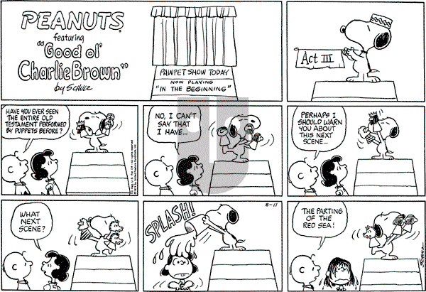 Peanuts - Sunday August 11, 1974 Comic Strip