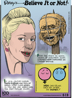 Ripley's Believe It or Not on Wednesday June 19, 2019 Comic Strip