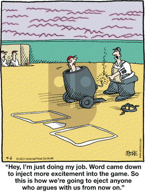 In the Bleachers on Friday April 6, 2001 Comic Strip