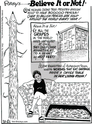 Ripley's Believe It or Not on Thursday October 21, 1999 Comic Strip