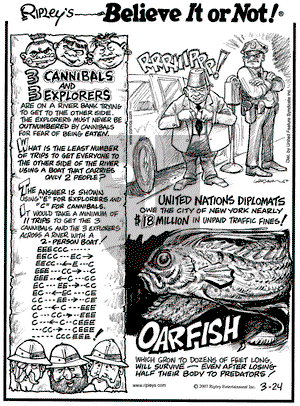 Ripley's Believe It or Not on Saturday March 24, 2007 Comic Strip