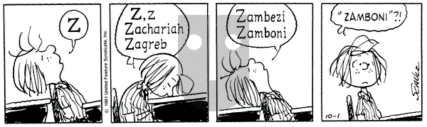 Peanuts on Tuesday October 1, 1991 Comic Strip