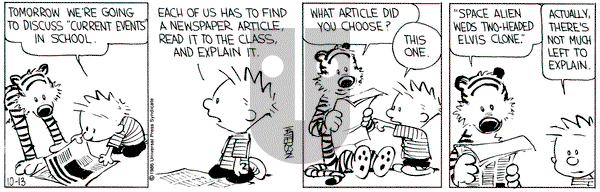 Calvin and Hobbes on Monday October 13, 1986 Comic Strip