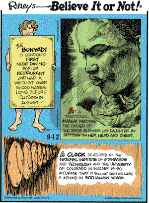 Ripley's Believe It or Not on Monday September 12, 2016 Comic Strip