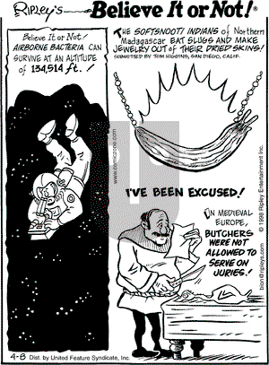 Ripley's Believe It or Not on Wednesday April 8, 1998 Comic Strip