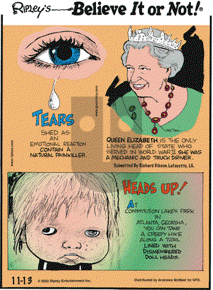 Ripley's Believe It or Not on Friday November 13, 2020 Comic Strip
