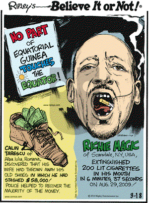 Ripley's Believe It or Not on Thursday March 18, 2010 Comic Strip