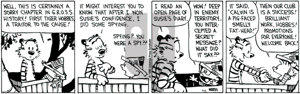 Calvin and Hobbes on Saturday September 8, 1990 Comic Strip