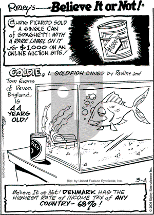 Ripley's Believe It or Not on Thursday March 4, 2004 Comic Strip