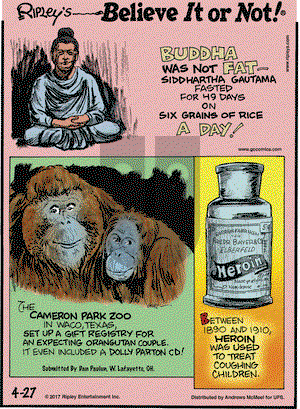 Ripley's Believe It or Not on Thursday April 27, 2017 Comic Strip