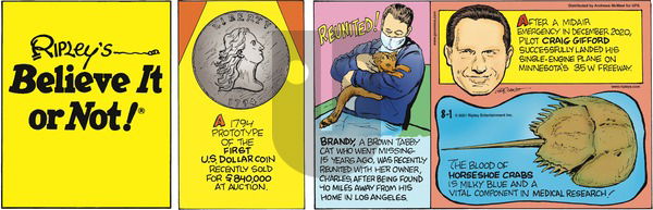 Ripley's Believe It or Not on Sunday August 1, 2021 Comic Strip