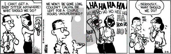 Calvin and Hobbes on Tuesday March 4, 1986 Comic Strip