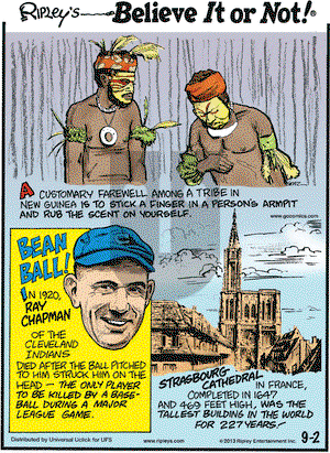 Ripley's Believe It or Not on Monday September 2, 2013 Comic Strip