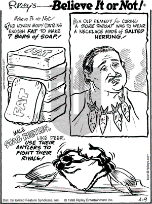 Ripley's Believe It or Not on Thursday April 9, 1998 Comic Strip