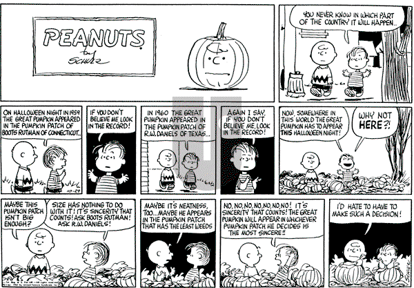Peanuts - Sunday October 29, 1961 Comic Strip