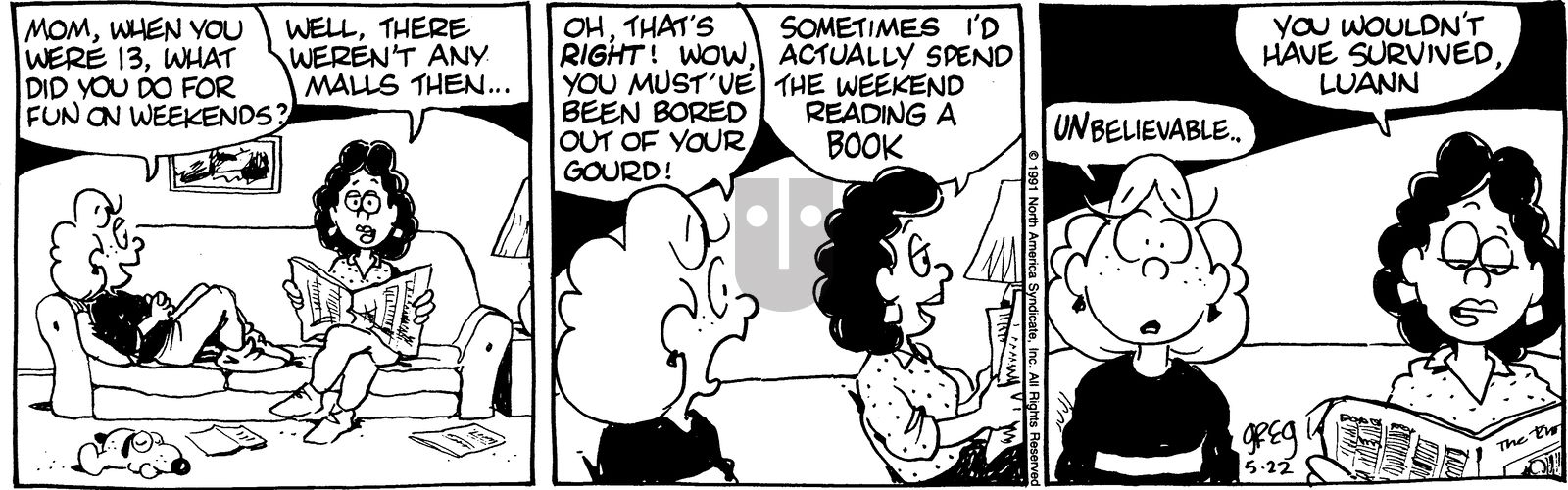 Luann - Wednesday May 22, 1991 Comic Strip