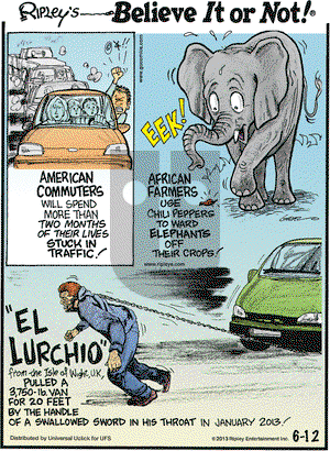 Ripley's Believe It or Not on Wednesday June 12, 2013 Comic Strip