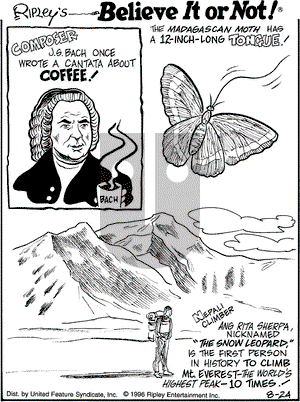 Ripley's Believe It or Not on Saturday August 24, 1996 Comic Strip