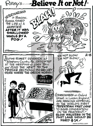 Ripley's Believe It or Not on Thursday February 8, 2001 Comic Strip