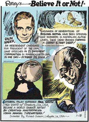 Ripley's Believe It or Not on Tuesday January 13, 2009 Comic Strip