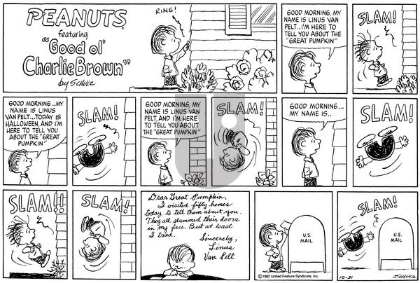 Peanuts on Sunday October 31, 1982 Comic Strip