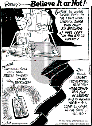 Ripley's Believe It or Not on Monday October 25, 1999 Comic Strip