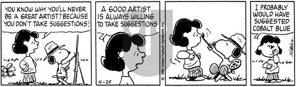 Peanuts on Saturday April 25, 1992 Comic Strip