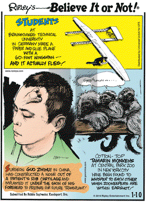 Ripley's Believe It or Not on Friday January 10, 2014 Comic Strip