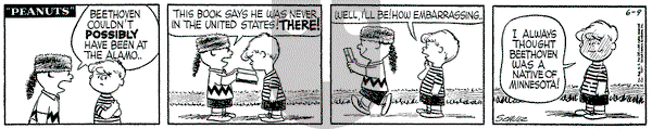 Peanuts on Thursday June 9, 1955 Comic Strip