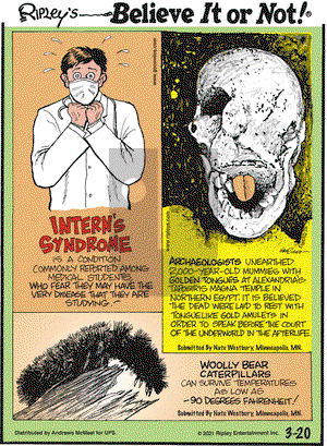 Ripley's Believe It or Not on Saturday March 20, 2021 Comic Strip