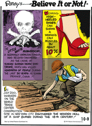 Ripley's Believe It or Not on Saturday October 9, 2010 Comic Strip