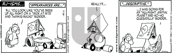 Over the Hedge on Monday July 9, 2001 Comic Strip