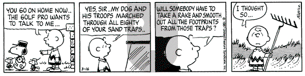 Peanuts - Monday March 16, 1987 Comic Strip