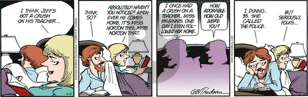Doonesbury on Saturday April 21, 2018 Comic Strip