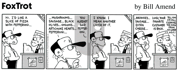 FoxTrot on Thursday January 25, 1996 Comic Strip