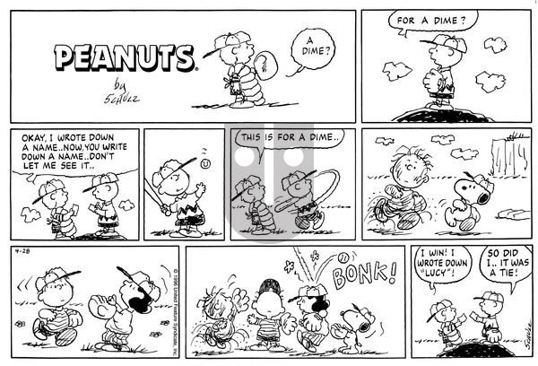 Peanuts on Sunday April 28, 1996 Comic Strip