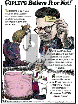 Ripley's Believe It or Not - Monday March 25, 2024 Comic Strip