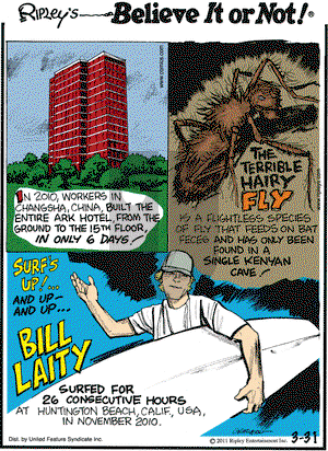 Ripley's Believe It or Not on Thursday March 31, 2011 Comic Strip
