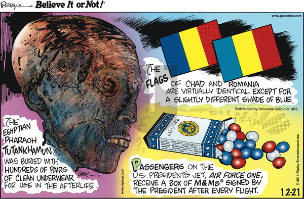 Ripley's Believe It or Not on Sunday December 21, 2014 Comic Strip