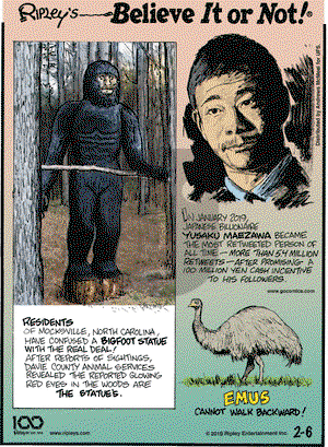 Ripley's Believe It or Not on Wednesday February 6, 2019 Comic Strip