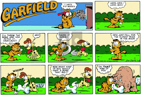 Garfield on Sunday April 19, 1987 Comic Strip