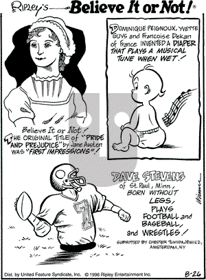 Ripley's Believe It or Not on Monday August 26, 1996 Comic Strip