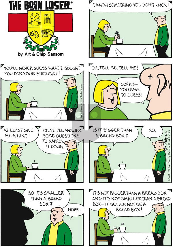 The Born Loser on Sunday March 17, 2013 Comic Strip