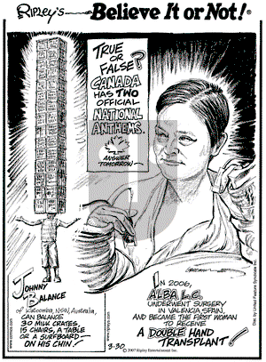 Ripley's Believe It or Not on Friday March 30, 2007 Comic Strip