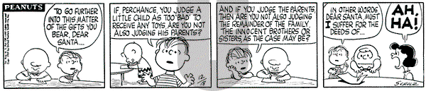 Peanuts on Friday December 18, 1959 Comic Strip